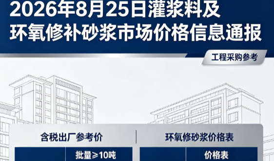 泉山2026年8月25日灌浆料及环氧修补砂浆市场价格信息通报